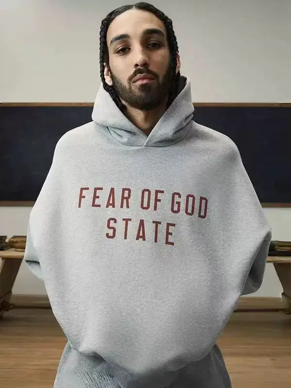 Fog Multi-Line Essentials American Style New Heavyweight Fleece-Lined Hooded Sweatshirt Couple Loose Pure Cotton Jacket for Men