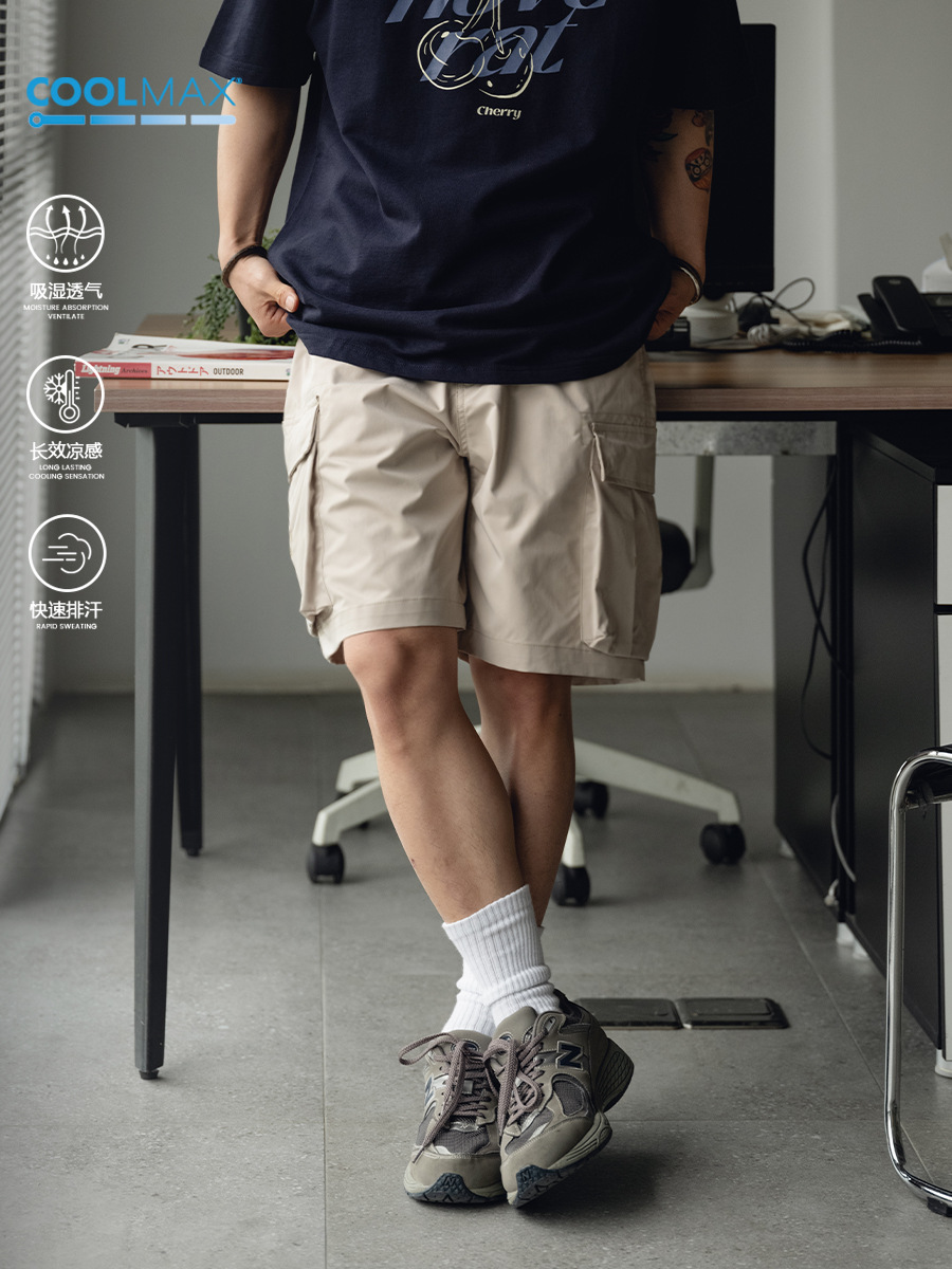 Trs Japanese Trend Workwear | 26Ss Coolmax Moisture-Wicking Comfortable Loose Multi-Pocket Shorts for Men and Women