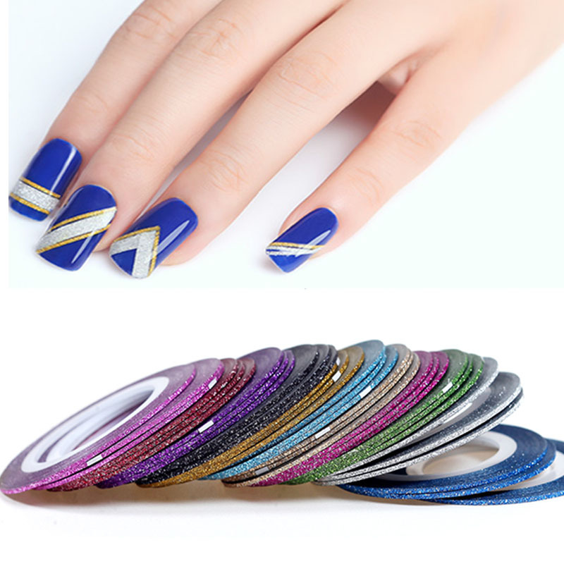 New nail art jewelry stickers Frosted Gold and silver wire with adhesive gold sand painted line 1mm width 14 color optional