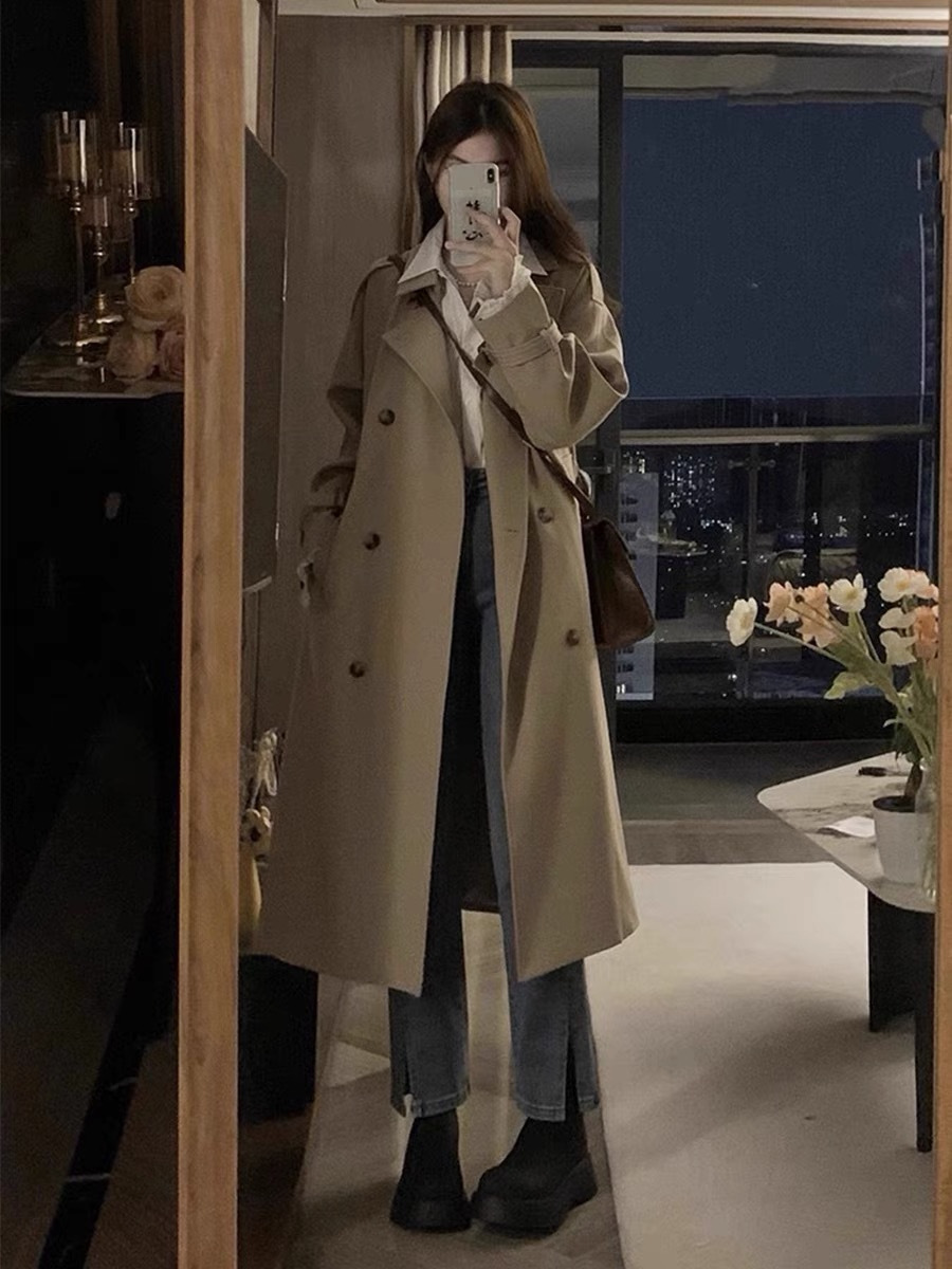 Windbreaker women's mid-length high-end sense small 2024 spring and autumn new this year popular British wind coat coat
