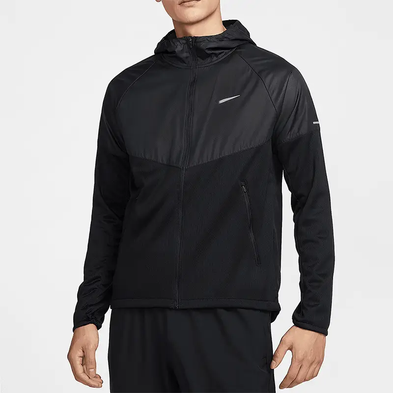 Sports Windbreaker Jacket Men's Quick-Drying Reflective Woven and Knitted Jacket Fitness Sports Running Windproof