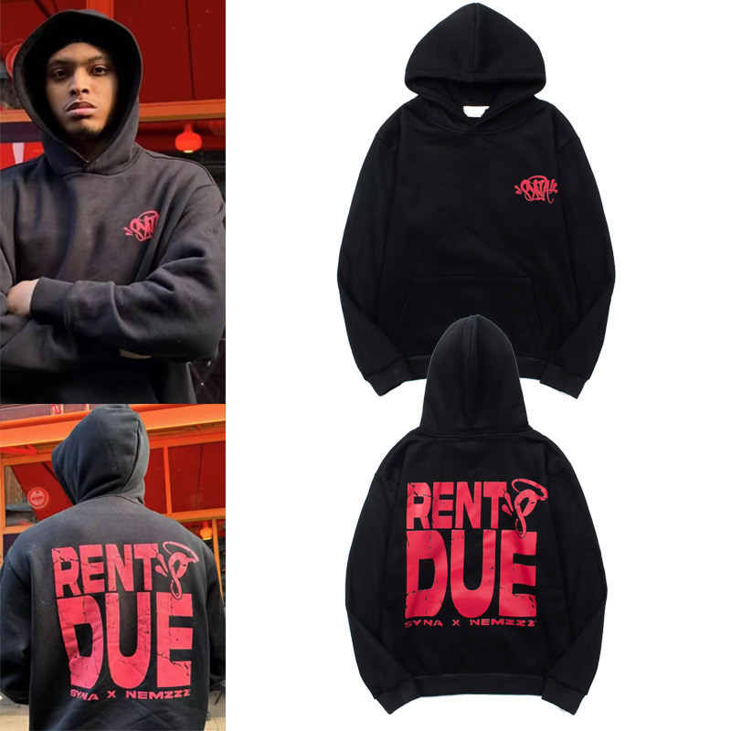 Drill Co-Branded American Street Retro Hip-Hop Style Hooded Pullover Jacket Letter Printed Loose Sweatshirt