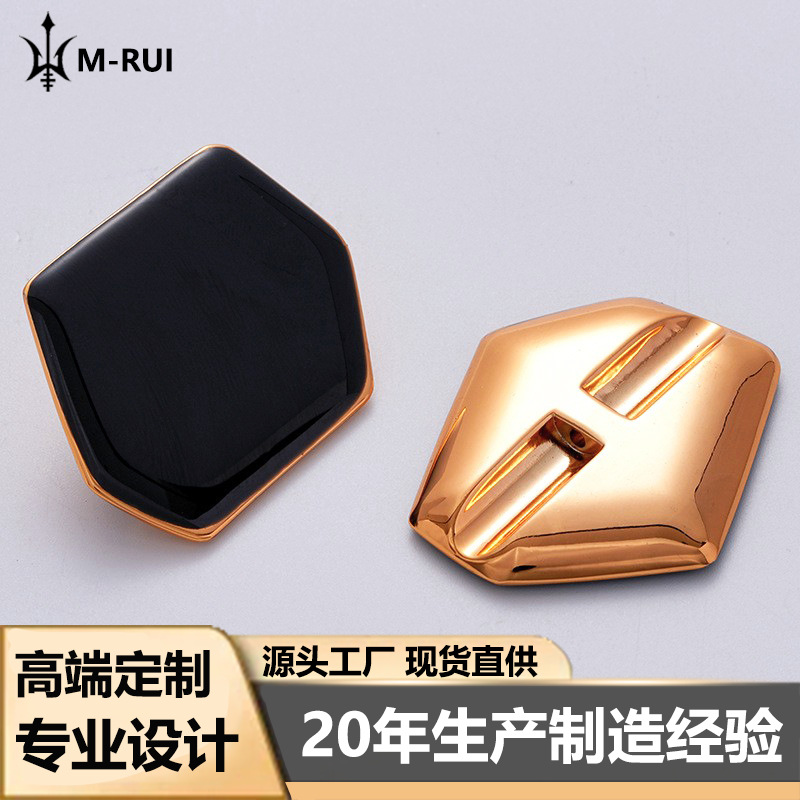 Retro High-End Polygonal Glue Women's Coat Buttons Windbreaker Suit Sweater Decorative Metal Buttons