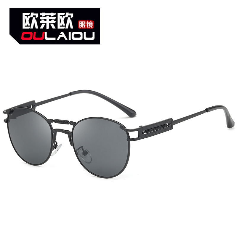 Steampunk Glasses Retro Round-Frame Spring-Shaped Fashionable UV-Protection Sunglasses Men's and Women's European and American Cross-Border Glasses