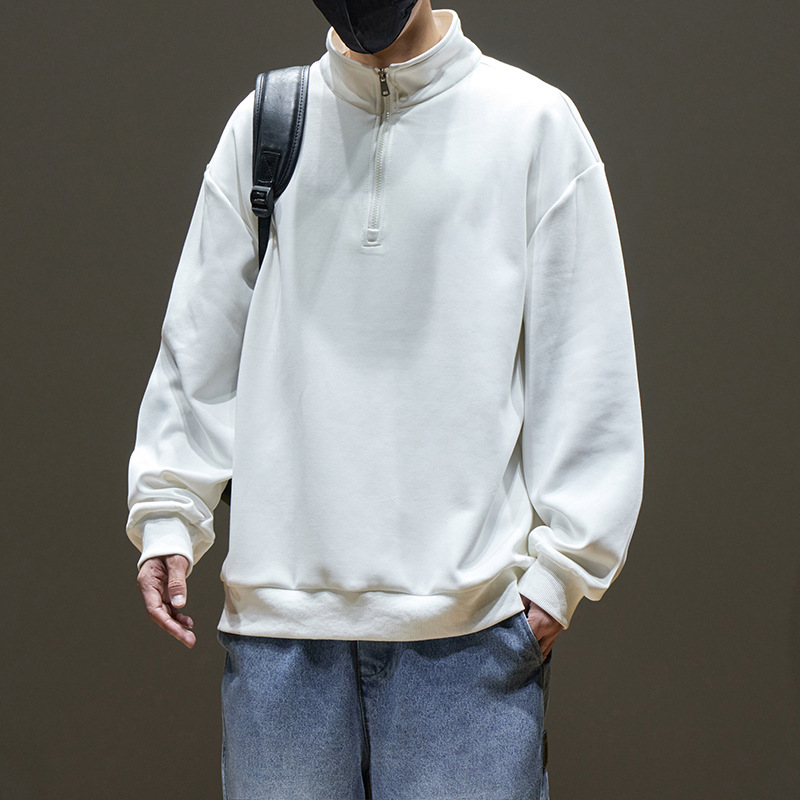 M-8XL High-end Half-zipper plus size Sweatshirt Men's Spring and Autumn Loose Trendy Brand Pullover Lapel Men's Top