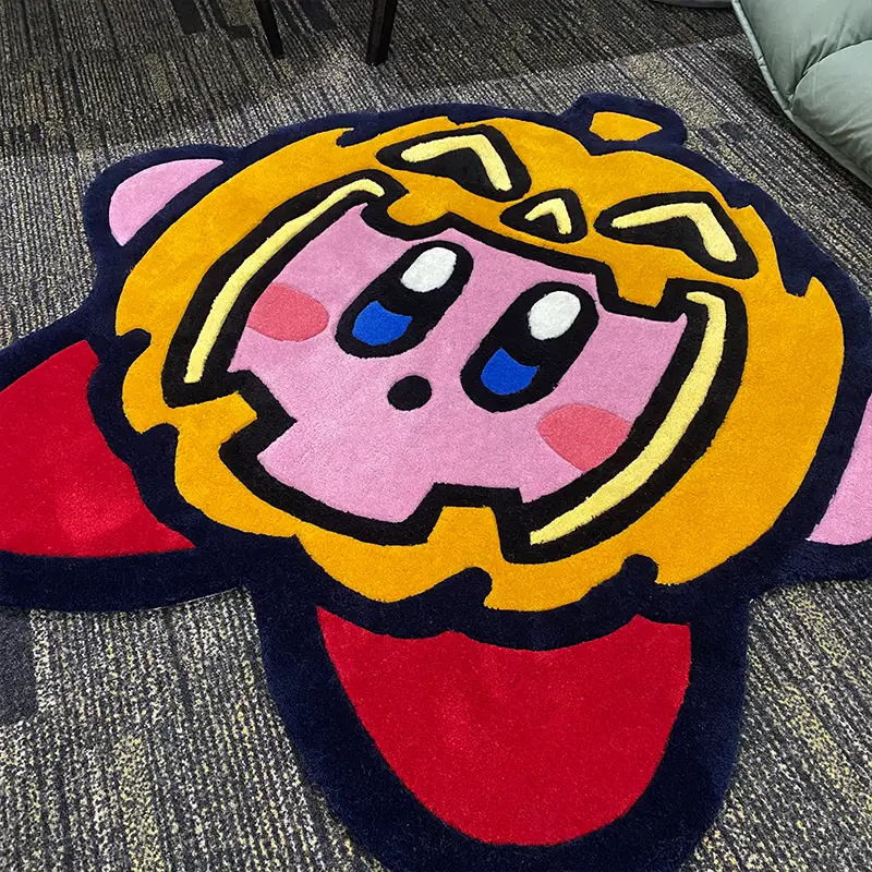 Neverisland's independent star Kirby handmade acrylic carpet for home cute cartoon trendy decorative floor mat