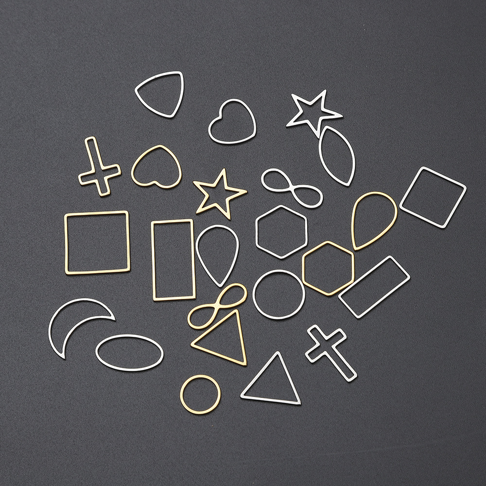 New DIY stainless steel jewelry accessories vacuum gold plated geometric hollow necklace Connection earring earring pendant