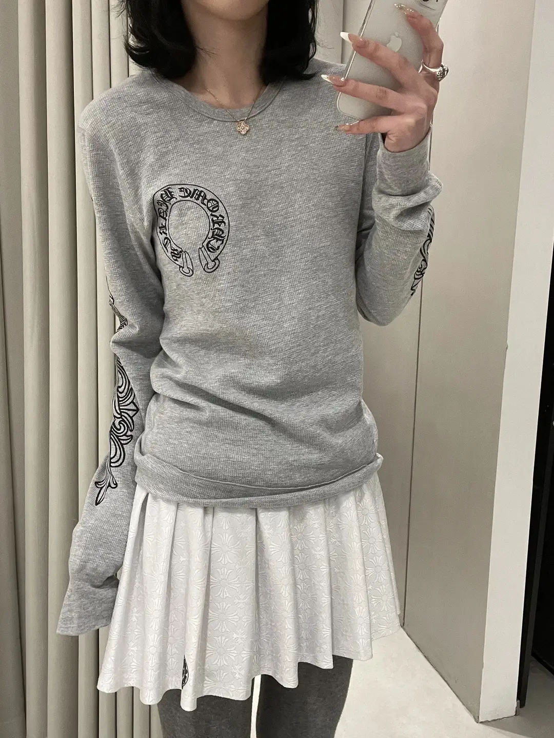 American retro Arm Print Long sleeves T-Shirt Women's Spring &amp; Fall New arrival Loose Lazy chic Base Shirt Inner Tops