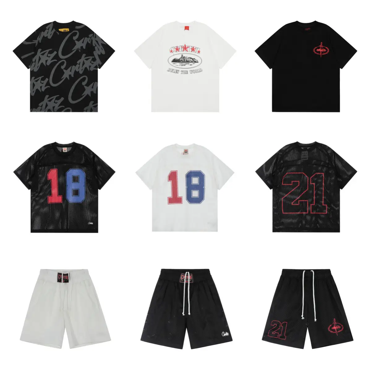 Cross-Border New Corteiz Short-Sleeve T-Shirt with Letter Logo Print, Round Neck, American Casual Loose Half-Sleeve