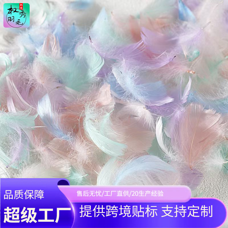 Wholesale colorful small feather small floating goose feather wedding festival stage decoration gift box salute filling dream catcher material
