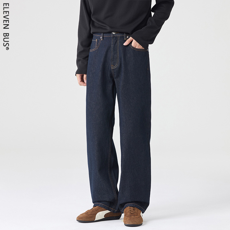 New American-Style Trendy Men's Jeans 2026 New Model Original Color Pure Cotton Washed Casual Denim Long Pants for Men