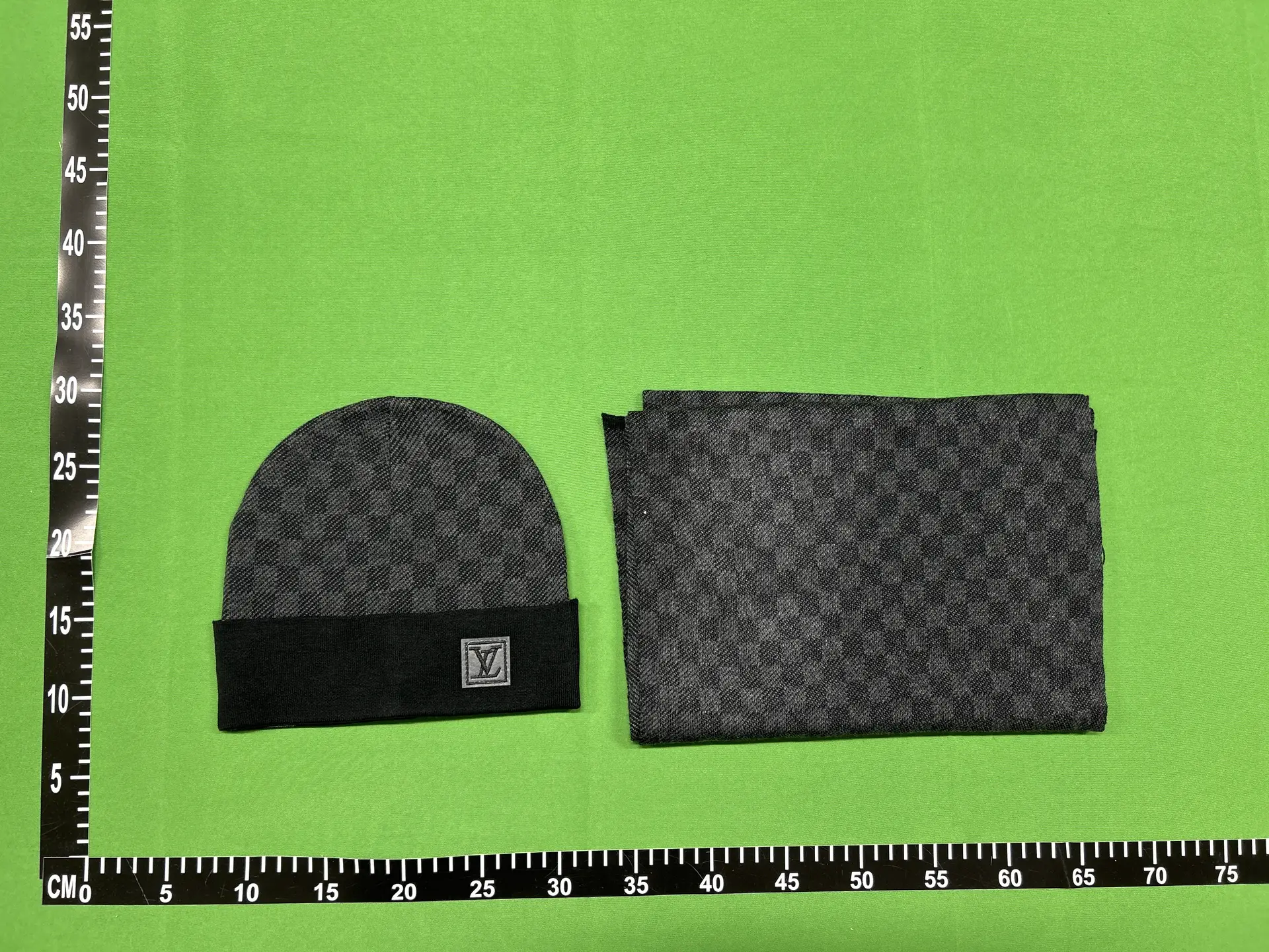 Louis Vuitton Monogram Beanie and Scarf Set Grey