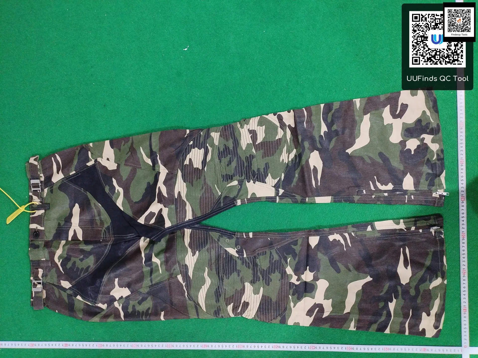 Grailz Project Vibe Camouflage Patchwork Coated Waxed Motorcycle Silhouette Wide-Leg Micro-Flared Casual Pants