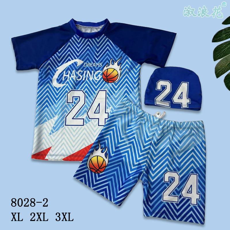 Hot Sale New Boys' Swimwear Quick Dry suit Casual Cartoon Printing Training Conservative Sun Protection Swimwear Wholesale