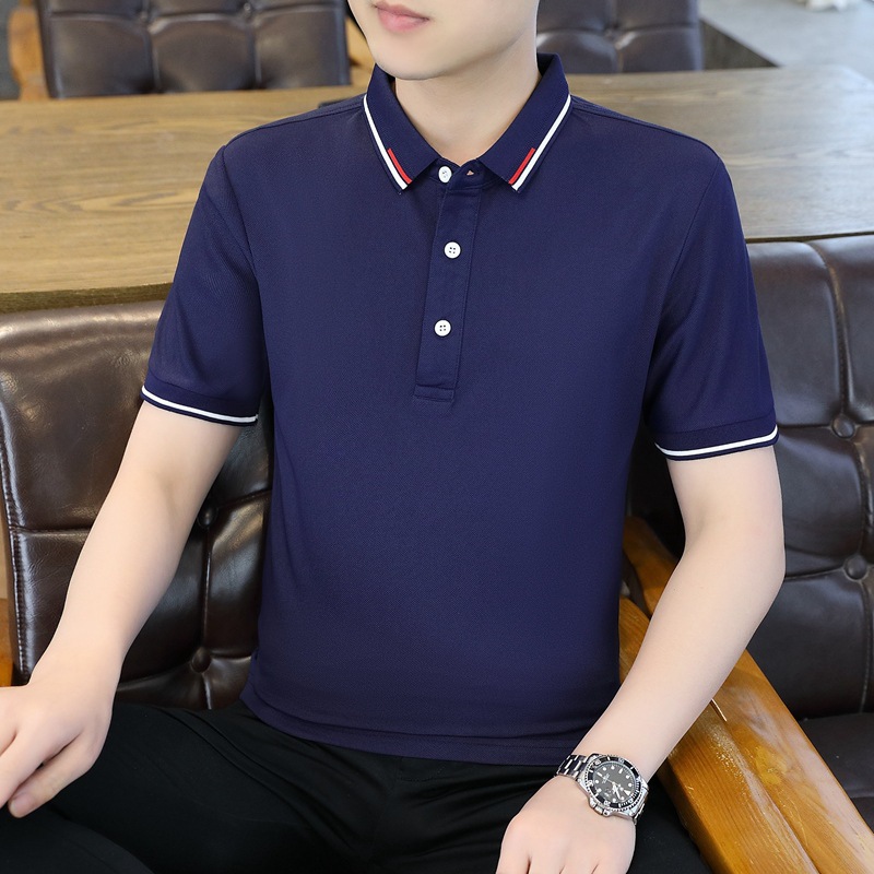 New Men's Polo Shirt Summer Season Trendy Pure Color Simple Public Version Top Business Short-Sleeved Work Clothes for Men