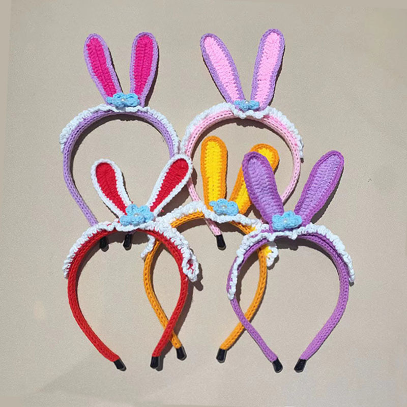 Star Dailou Headband Headwear Handmade Crocheted Finished diy Cute Rabbit Ear Wool Woven Elegant Girl Hair Accessories