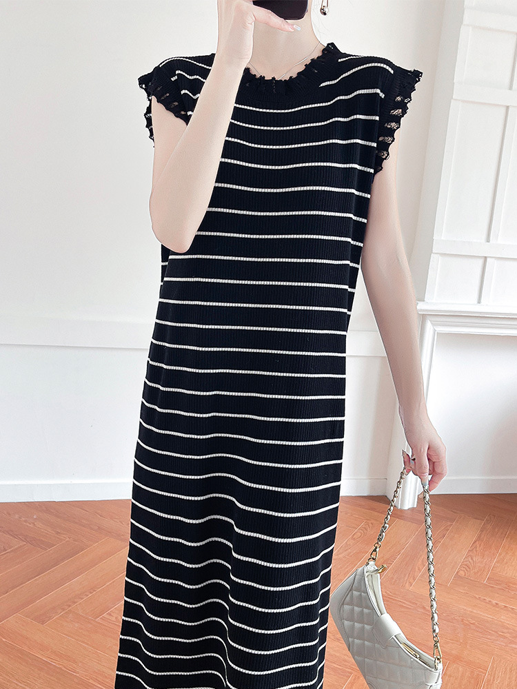 New Style Women's Long Dress with Hollow-Out Edges, Lace Crochet Hollow-Out Breathable Long Dress, Versatile and Stylish Commuter Dress Wholesale