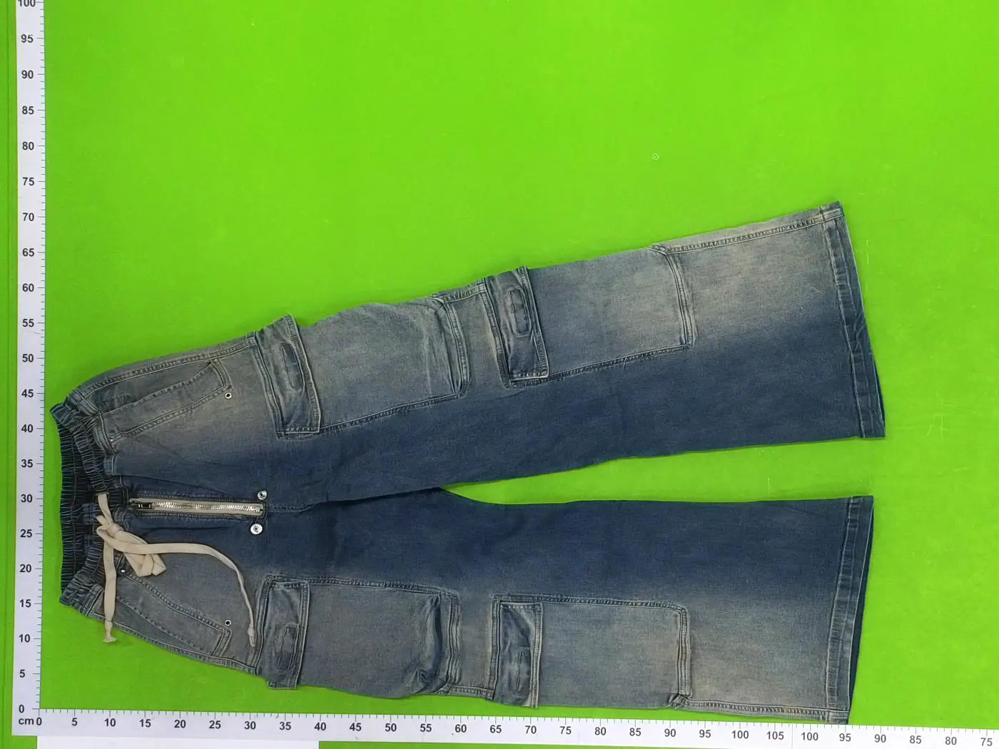 Correct unmoving version of the RO style capper with the same wide-legged washed blue jeans gradient tide men and women work pants