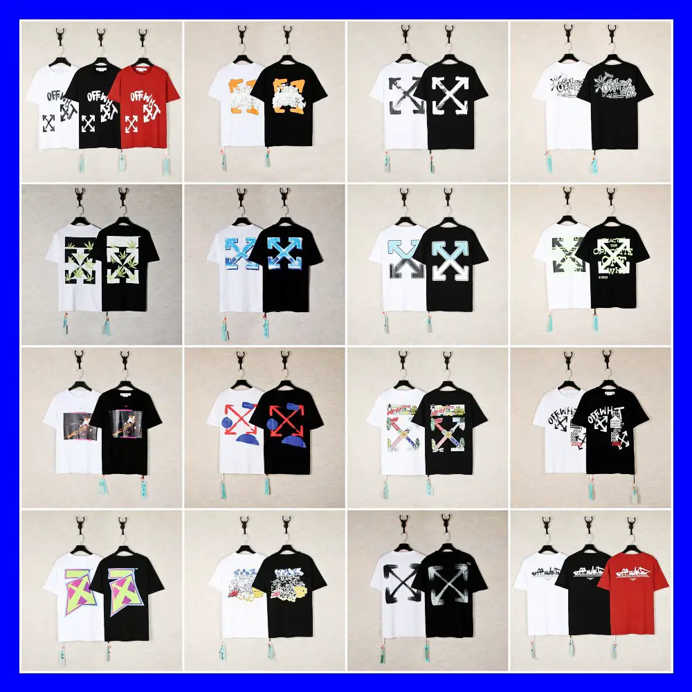 Cross-Border Export Wholesale Summer Trendy Brand Off Ow Arrow Print Series Short-Sleeved High Street T-Shirts for Men and Women Couples
