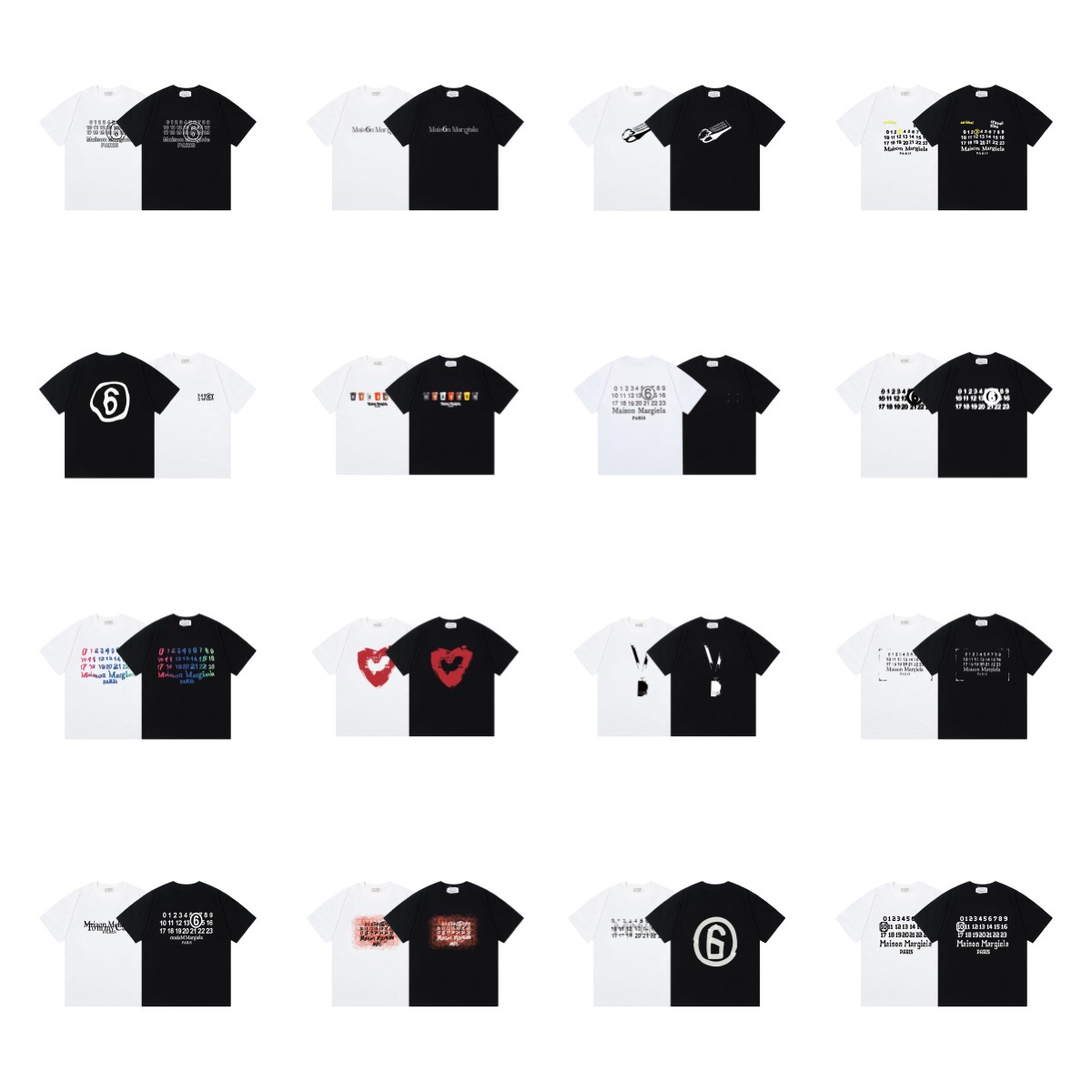 High-End Version Cross-Border Maiso Margieia Margiela Digital Logo Pattern Print Casual Loose Unisex T-Shirt