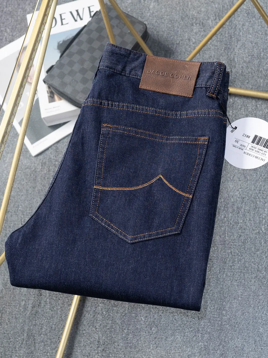 Jacob Cohen Jeans 2025 Spring and Summer Thin New Straight Embroidered Breathable Men's Casual Trendy Blue Pants