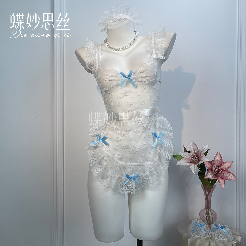 Butterfly Whisper Sexy Lingerie Pure Desire Style Little Maid Temptation Sheer Hollow Out Snowflake Costume A1212