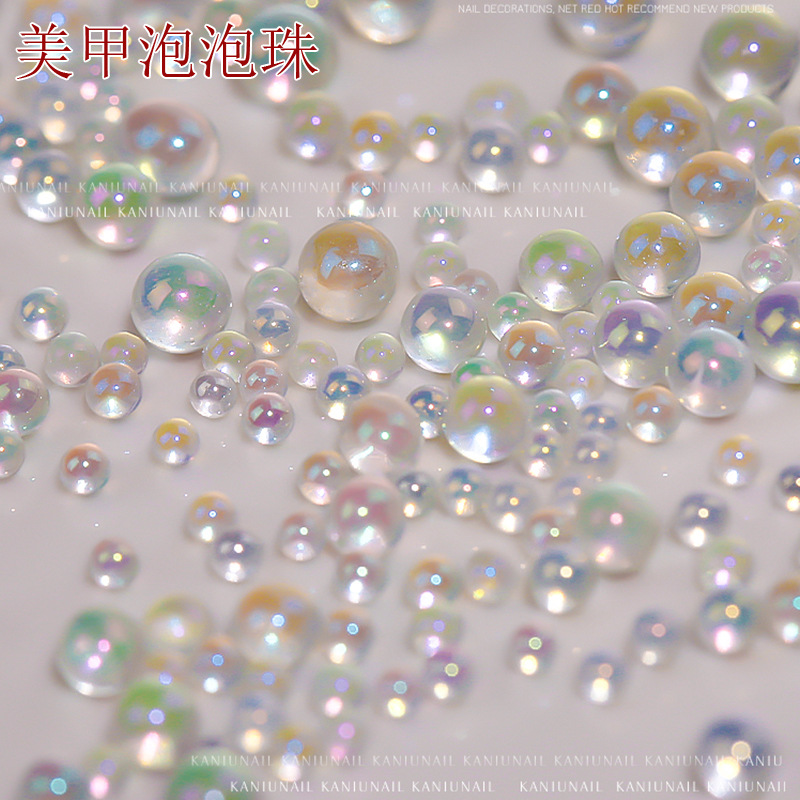 Net red nail art Aurora magic bubble beads small round diamond size mixed with 1000 Crystal glazed beads nail ornaments