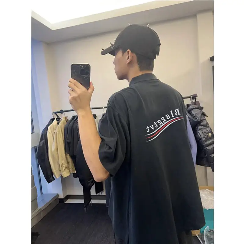 Blsggtvt 25Ss Classic Wave Embroider Men and Women Couple Loose Polo Shirt Short-Sleeved T-Shirt