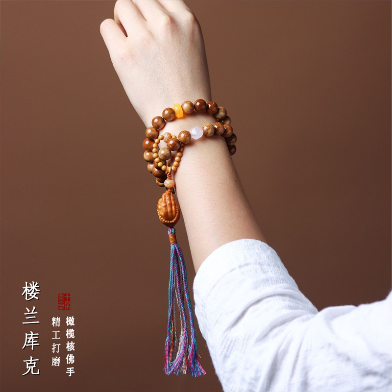 Natural Loulan Cook Bodhi Bracelet Retro Style Bracelet Niche Design Handheld Beads Unpopular Cultural Play Beads