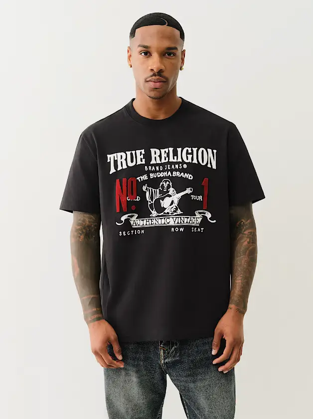 Heavy Weight 230g American Retro True Religion Street Little Angel Printed T-Shirt Men's Trendy Street Hip-Hop