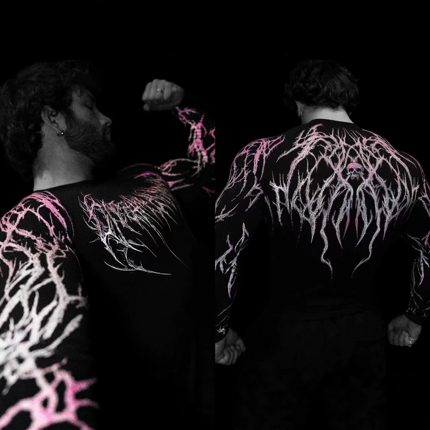 Breathedivity Fitness Top Training Clothes Men's Tight Clothes Quick drying Breathable Venom Dark Long sleeved T-shirt