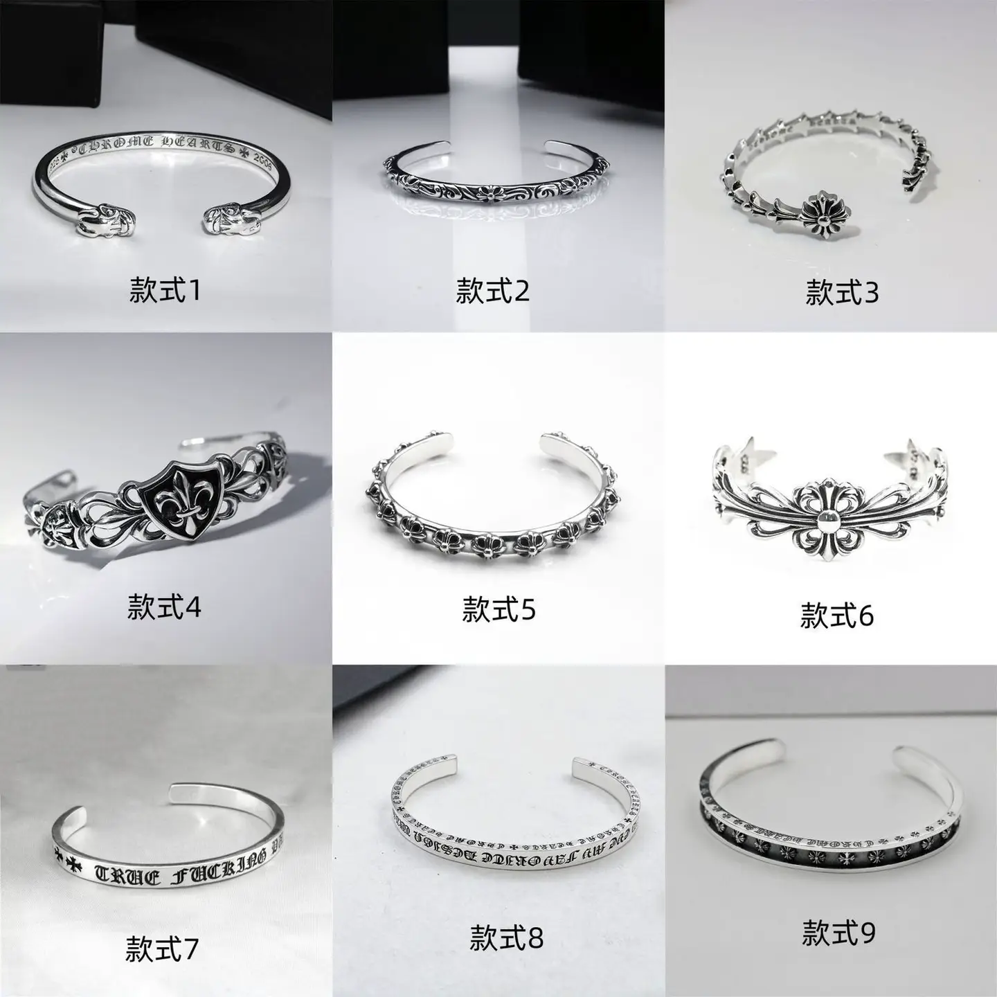 925 Sterling Silver Cross Element Open Cross Flower Classic Bracelet Trendy Unisex Versatile Bracelet Fancy