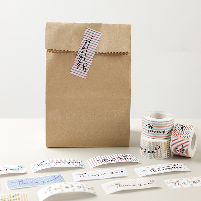 thankyou Thanks Sticker Packaging Decorative Sealing Sticker Packaging Baking Roll Sticking Coated Paper Adhesive Label