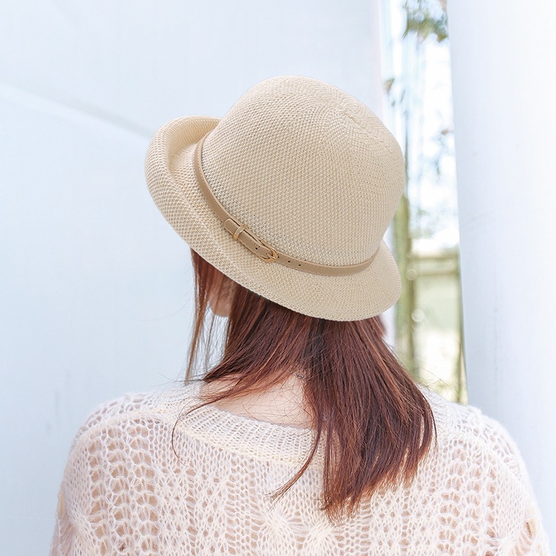 Hat for Women, Spring, Autumn and Summer, Rolled Brim, Belt Style, Small Hat, Face-Covering, Anti-Uv, Fashionable Sun Hat, Sun Protection Hat