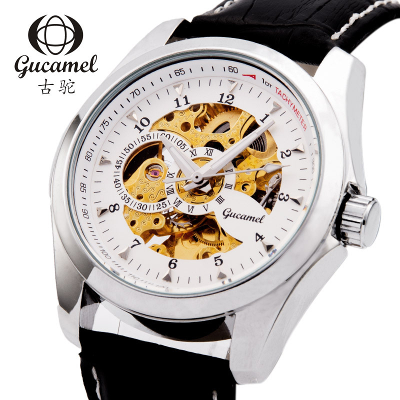 Ancient camel men's hollow automatic mechanical watch fashion business belt watch wholesale