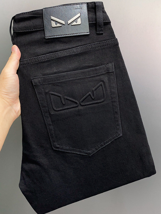 2026 Spring and Summer New High-End Light Luxury European Style Black Jeans Men's Straight Slim Fit Stretch Casual Men's Pants