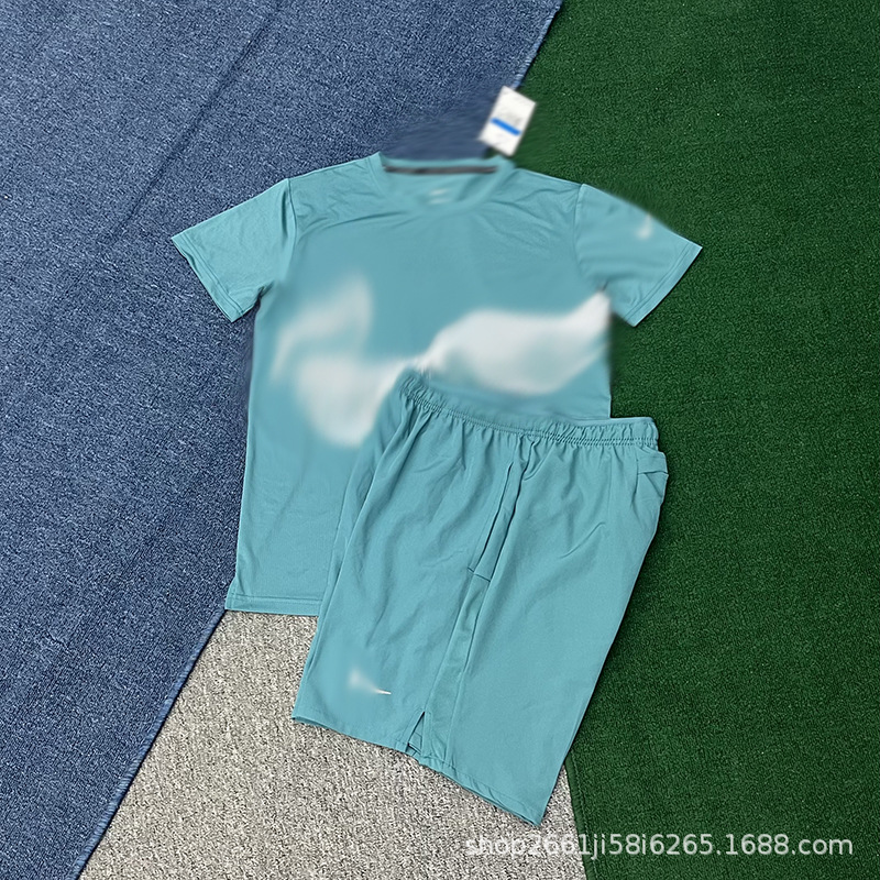 2026 New Summer Ice Silk Quick-Drying Short-Sleeved Suit Loose Round Neck Casual Running Sports Shorts for Men and Women