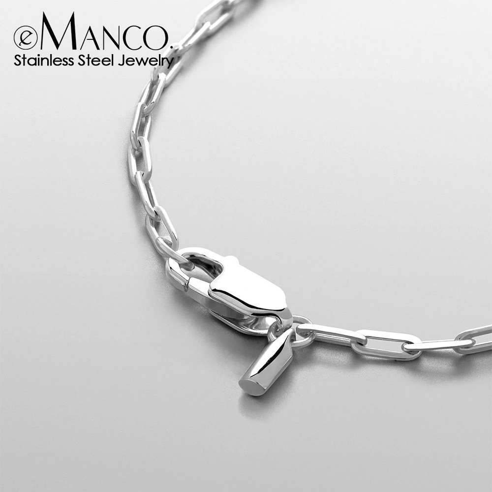 eManco cross-border new French retro stainless steel necklace clip chain clavicle chain niche personality square chain