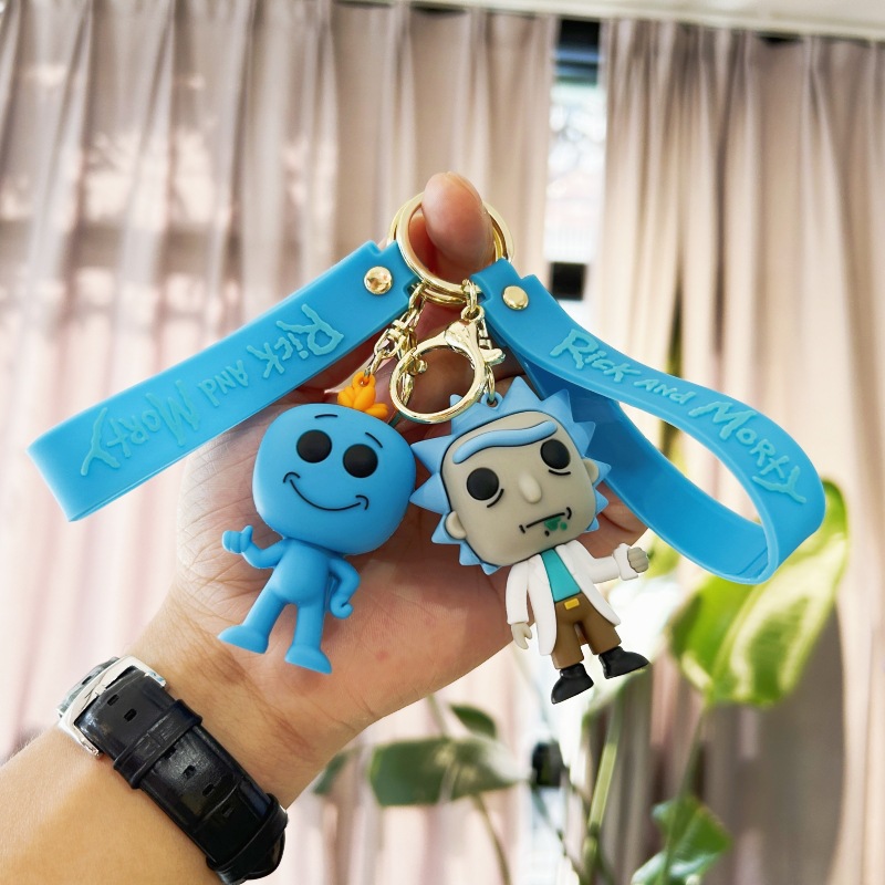 Cross-Border Animation Cartoon Rick and Morty Keychain Doll Car Keychain Bag Bag Pendant Wholesale