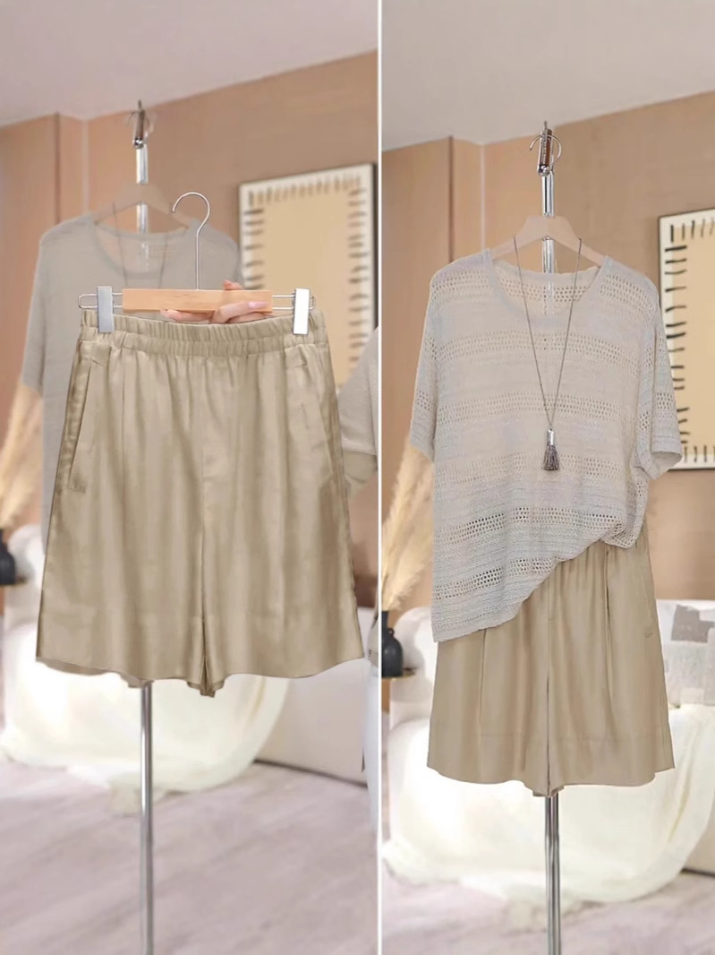 Old Money Style Tencel Linen Wide-Leg Shorts for Women, New Summer Thin Casual Five-Point Outerwear Linen Shorts