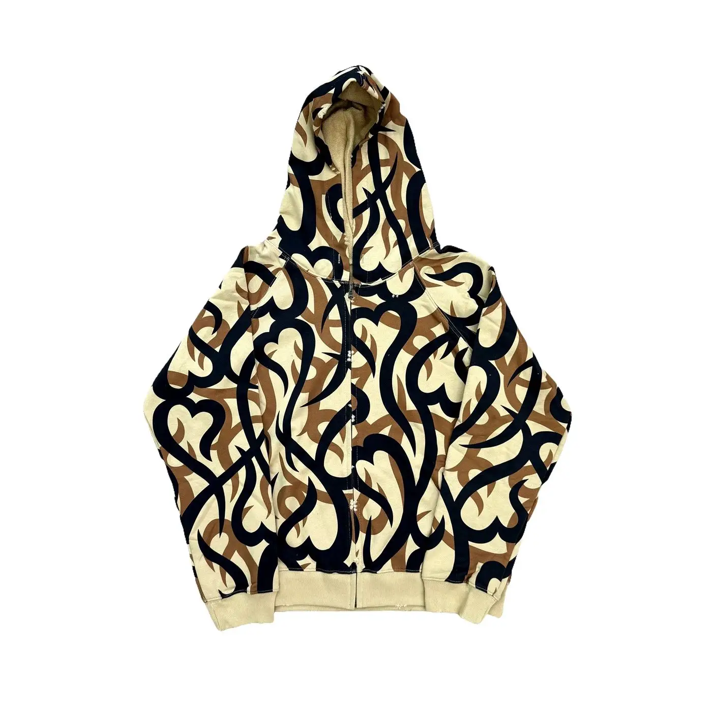Number N Ine Tribal Camo Hearts Zip up Thorn Tear Heart Zipper Jacket Camouflage