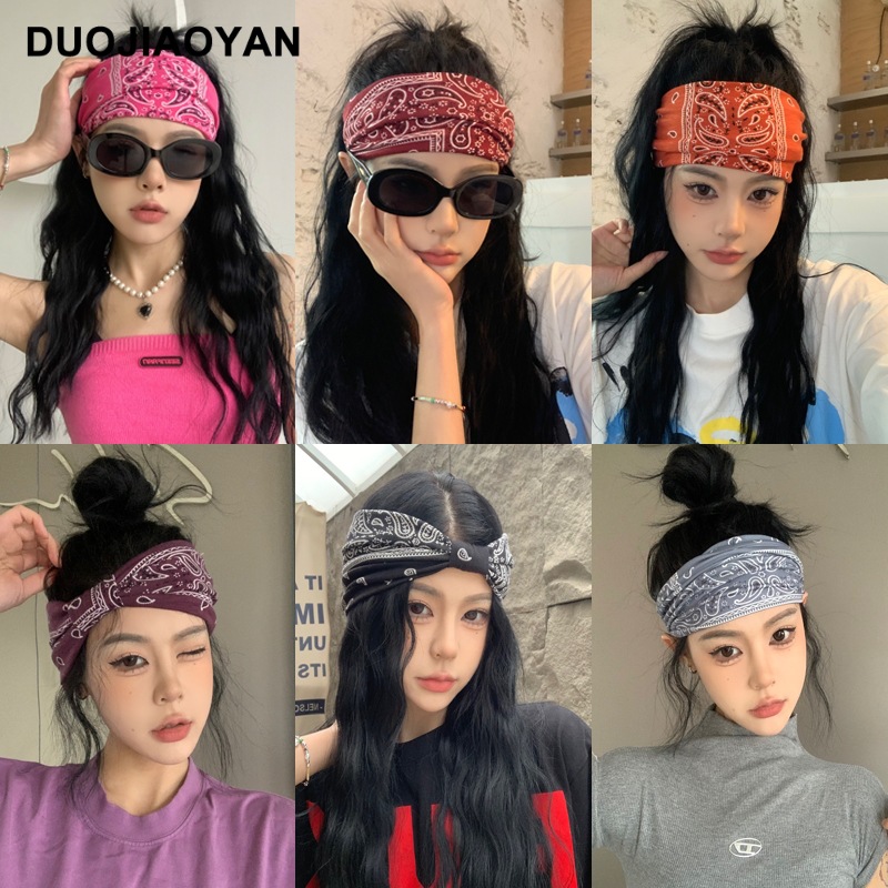 New Sports Hair Band Paisley Printed Hair Band Internet Celebrity Fashionable Wide-brimmed Sweat Breathable Sports Yoga Hair Band for Women