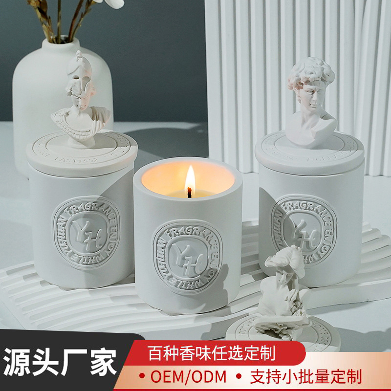Plaster statue aromatherapy candle Cup bedroom decoration smoke-free soy candle fragrance niche handmade high-end gift