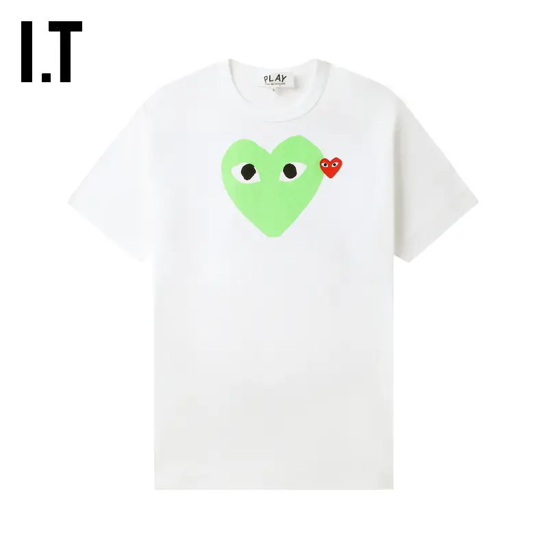 It Cdg Play Comme Des Garcons Kawakubo Rei Couple Heart Logo Decorated Short Sleeves T-Shirt