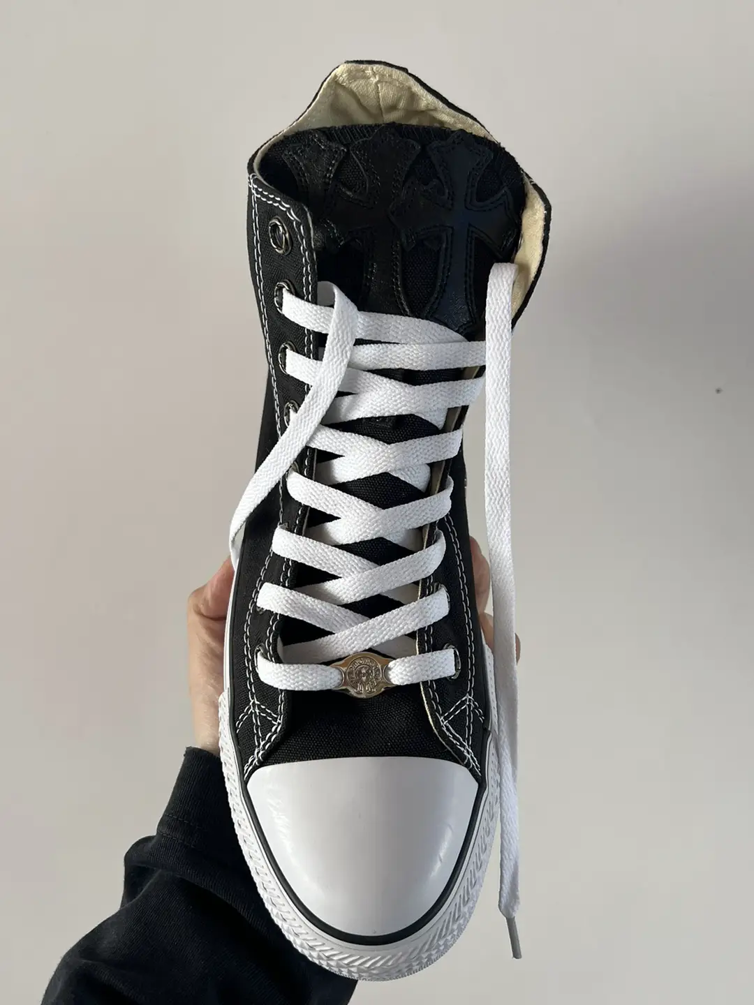 Remake Handmade Custom Cross-Stitch Shoe Patch Eyelet Buckle High-Top Shoes Croc Style Rivet Distressed Trendy Shoes