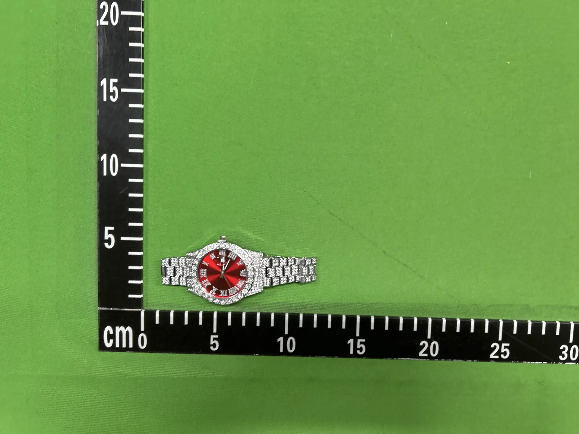 Iced Out Watch Red Dial