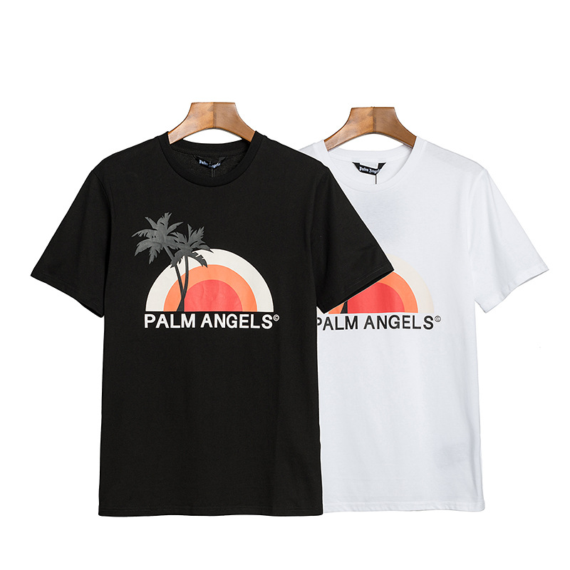 Spring and Summer 2022 Trendy Brand Palm Angel Coconut Tree Sun Printed Loose Casual Short-sleeved T-shirt for Men and Women