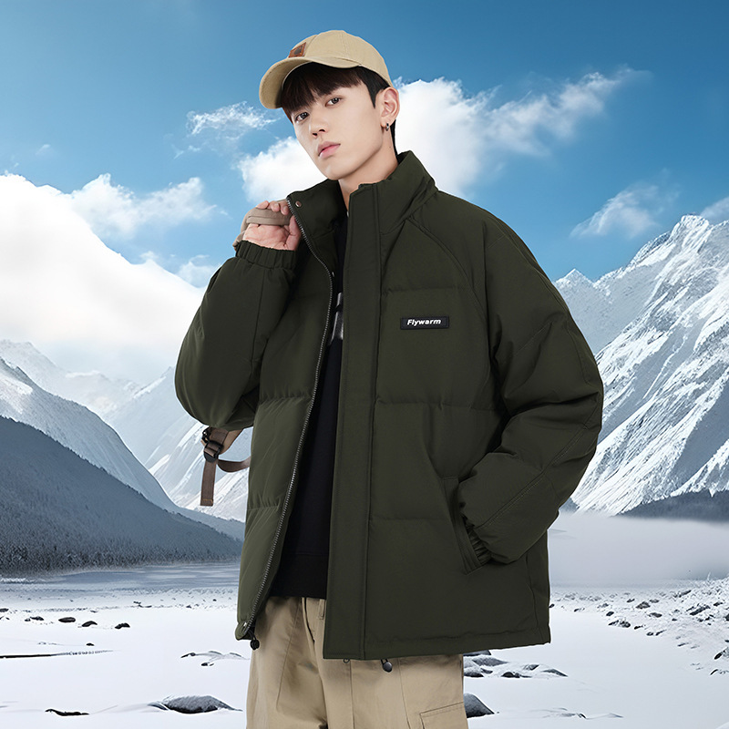Men's winter new national standard 80 white duck down casual warm down jacket men's loose trendy stand collar winter jacket