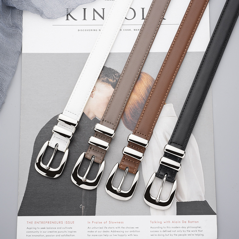 New Leather Belt for Women, Business Fashion Versatile Cowhide Belt, Decorative Belt for Dresses and Jeans