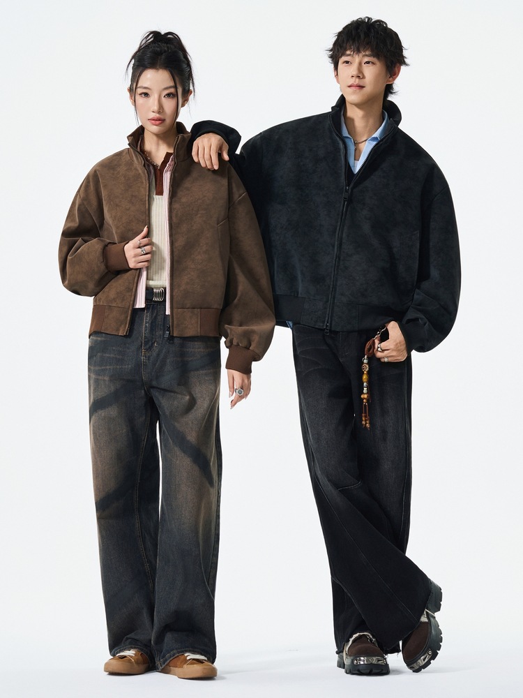 American-Style Lapel Spring and Autumn Jacket for Men, Loose Fit, Trendy Brand Style, Cool and Stylish, High-End Casual Pilot Mid-Length Jacket